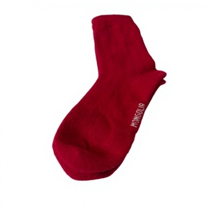 Wholesale MONGOLIA Sheep Wool <b>Crew</b> <b>Socks</b> for <b>Women</b> Solid Red Breathable Knitted For Daily Casual Wear Adults OEM ODM - Product Image 5