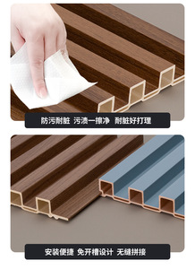 Panel Dinding Beralur WPC Serat Kayu Bambu Panel Dekoratif Interior Tahan Air Papan Pelapis Dinding - Product Image 5