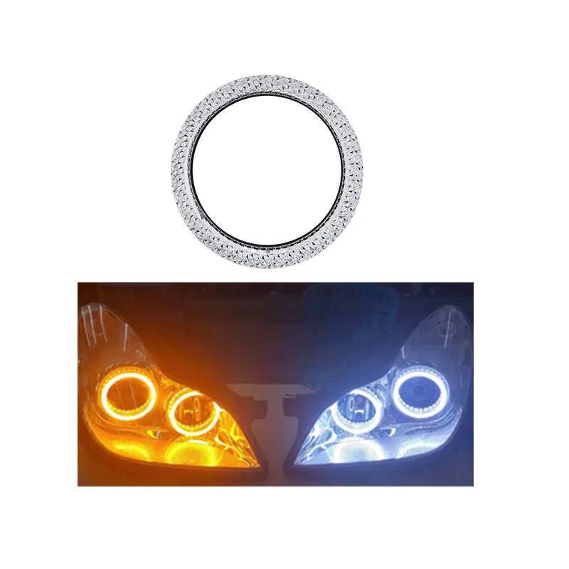 Hot bán 3 inch mắt thiên thần RGB DRL xe ống kính máy chiếu tấm vải liệm bao gồm cho ánh sáng tự động tấm vải liệm trắng màu Vàng Phụ Kiện Xe Hơi