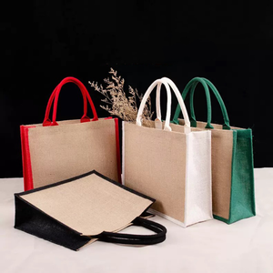 Sac fourre-tout personnalisé en jute, sac de courses écologique en toile de jute, sac de courses réutilisable avec poignées en corde, bandoulière pour promotion en magasin - Product Image 2