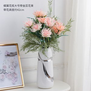 사용자 정의 북유럽 현대 패션 도자기 수경 꽃병 화이트 실버 골드 홈 장식 세라믹 꽃 거실 - Product Image 3