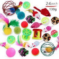 Pack de jouets pour chat, chaton, assortiment de plumes de chat, Tunnel, canne à assembler, 21 pièces,