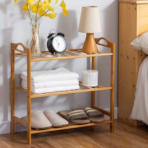 <span class=keywords><strong>Dimensioni</strong></span> durevoli e robuste scarpe Rack 3 livelli fai da te scarpe di bambù autoportanti Organizer per ripiani per ingresso camera da letto domestica - Product Image 5