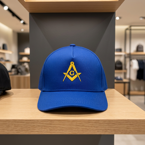 Casquette de baseball maçonnique bleue avec logo carré et boussole brodé en 3D, casquette structurée à fermeture snapback, respirante, unisexe, réglable pour adulte - Product Image 2
