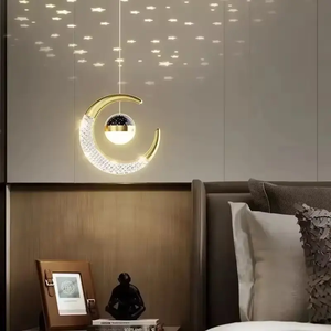 Nordic Luxury oro luna stella LED luce pendente per soggiorno <span class=keywords><strong>camera</strong></span> da <span class=keywords><strong>letto</strong></span> lampade <span class=keywords><strong>a</strong></span> <span class=keywords><strong>sospensione</strong></span> lampadario <span class=keywords><strong>a</strong></span> LED - Product Image 5