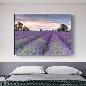 Peinture de décoration de tête de lit d'hôtel, peinture murale moderne et simple à suspendre, peinture murale de paysage violet <span class=keywords><strong>lavande</strong></span> - Product Image 2