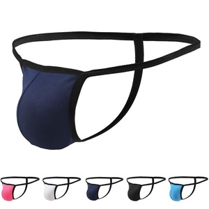String Sexy sans couture de couleur unie pour hommes, t-back, string taille basse, Bikini, sous-vêtements en maille, pochette transparente - Product Image 6
