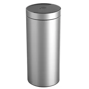 Intelligent Induction Sensor Garbage Bin 42L Round Trash Cans with Sensor Smart Trash Can Rotary Opening Stainless Steel ROHS