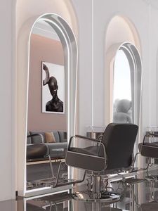 Estaciones de Barbería con Espejo, Espejos de Pared para Barbería, Estación de Salón Moderna y Sencilla con Iluminación LED - Product Image 6