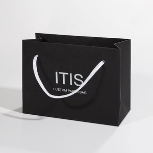 ถุงกระดาษคราฟท์สีดำด้านขนาดใหญ่สำหรับบรรจุภัณฑ์ผ้าหรูหราพร้อมโลโก้สั่งทำ - Product Image 2