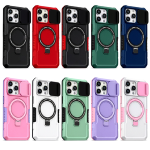 เคสกันกระแทกแบบเลื่อนปิดกล้อง รุ่นฮิตปี 2023 สำหรับ iPhone 17 14PRO และ Samsung S23 พร้อมห่วงจับและขาตั้ง รองรับการชาร์จไร้สายแบบแม่เหล็ก - Product Image 1