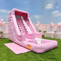 Château gonflable commercial rose, aire de jeux gonflable, parc aquatique, toboggans aquatiques gonflables avec piscine