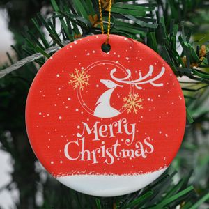 Wholesale Eco-friendly High Quality Christmas Tree Decoration Santa Claus Heart-Shaped <b>Ceramic</b> Plate <b>Ornaments</b> Tree Pendant - Product Image 5