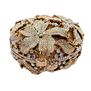 Bolso de Noche 3D con Cristales Brillantes para Mujer, Bolso de Mano Formal con Pedrería Floral y Cadena Metálica Desmontable - Product Image 5