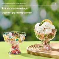 Dubbelwandige glazen ijsbeker met gedroogde bloemen, van borosilicaatglas, voor yoghurt, fruit, desserts, geschikt voor thuis en café.