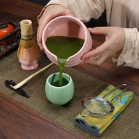 Prix usine rose bol support en céramique Matcha accessoires thé Matcha Chawan support ensemble avec bec