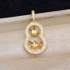 Wenchi S925 <b>Silver</b> Gourd Buckle 8-10 Double <b>Bead</b> Pendant DIY Pearl Jewelry Accessory Holder Universal Fashion Model 13505 China - Product Image 4