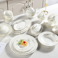 Service de table personnalisé pour restaurant et hôtel, en porcelaine céramique à bord doré, durable, minimaliste, assiettes, plats, bols, ensemble de vaisselle