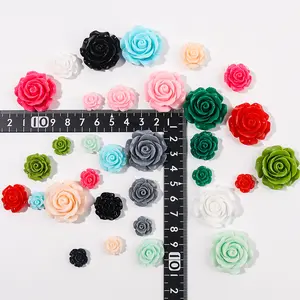 Yiwu insheen-pendientes de varios tamaños, funda para teléfono, accesorios diy, flor de Rosa plana, cabujón de resina