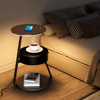 Moderne Bois Métal Marbre Charge Sans Fil Chambre Led Veilleuse Salon Étagère Table Basse De Chevet Lampadaire