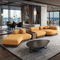 Canapé d'angle modulable en velours italien, sectionnel incurvé en lin, canapé-lit écologique en mousse haute densité, luxe pour salon