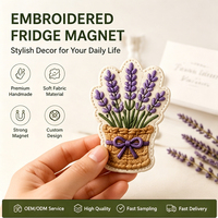 Magnet Kulkas Bordir Kain Lembut Gaya Nordik Motif Bunga, Custom, untuk Souvenir, Hadiah, Dekorasi