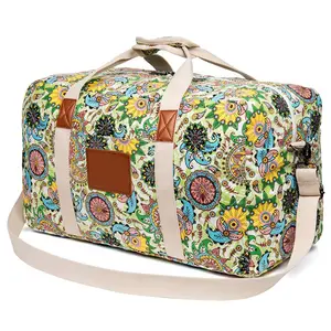 Duffle Weekender Duffel กระเป๋าดัฟเฟิลสำหรับใส่ไปยิม,กระเป๋าเดินทางพกพาลายดอกไม้สีสันสดใสกระเป๋าดัฟเฟิลสำหรับผู้หญิงเดินทาง