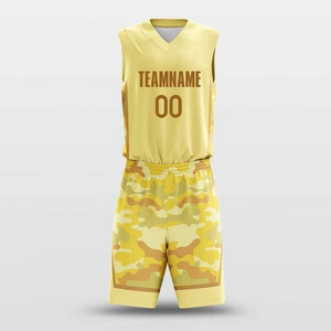 Ensemble de maillots de basket-ball jaunes personnalisables, col en V, sans manches, en polyester, unisexe, pour adultes, toutes saisons, impression sublimée - Product Image 1