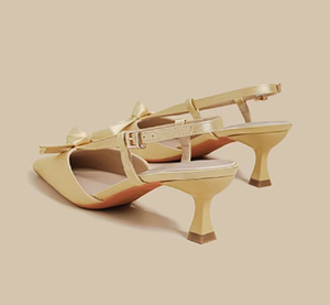 Sandalias de Tacón Bajo <span class=keywords><strong>con</strong></span> Punta Cerrada y Tiras en T <span class=keywords><strong>con</strong></span> Lazo, Color <span class=keywords><strong>Amarillo</strong></span>, Elegantes y Casuales, para Mujer, Nueva Moda de Verano - Product Image 2