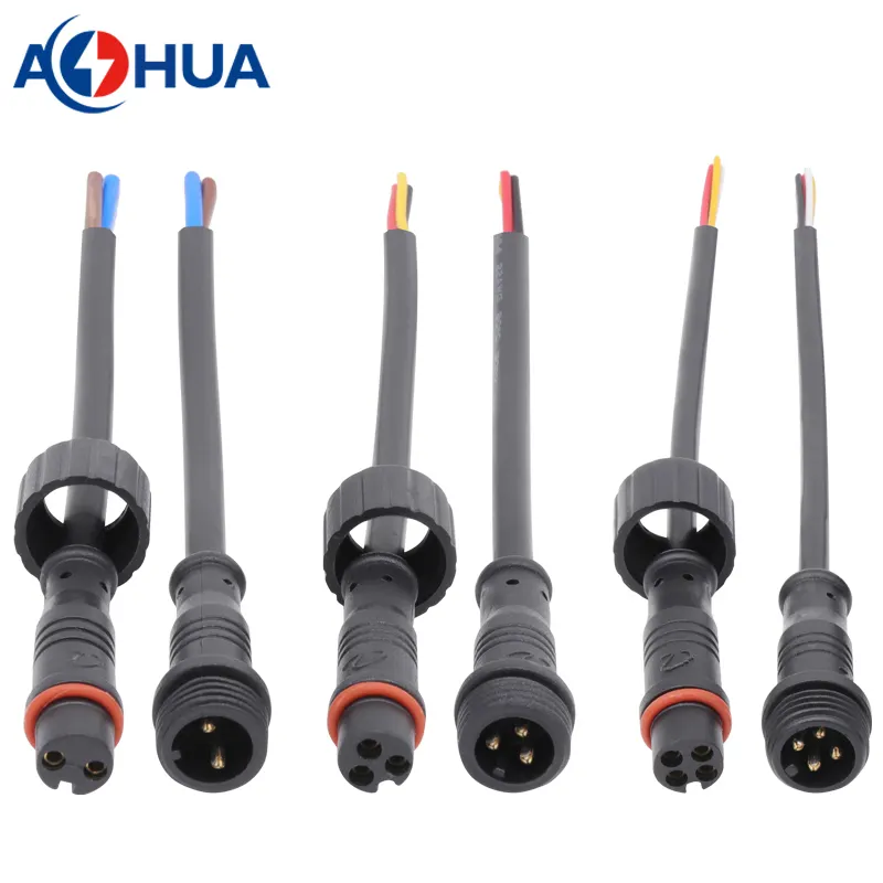Led Connectors AOHUA M12 PVC 2A 22AWG 24AWG 3 Pin Male Female IP65 Waterproof Led Strip Connector