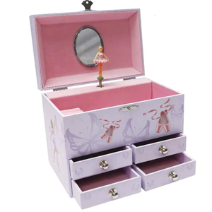 Caja Musical de Madera Rosa de Lujo con Diseño de Bailarina, Organizador de Joyas de Lujo para Niñas - Product Image 2