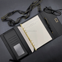 Carnet de voyage à trois feuilles mobiles, carnet de bureau A5 avec organisateur de cartes de visite