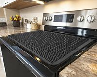 Couverture supérieure de cuisinière électrique en silicone, extra large, imperméable, résistant à la chaleur, tapis de comptoir de cuisine noir pour cuisinière