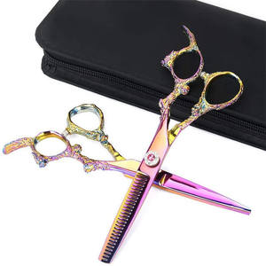 กรรไกรตัดผมด้ามจับลายมังกรหลากสี ขนาด 6 นิ้ว กรรไกรซอยผม ใช้ในร้านเสริมสวย สำหรับคนถนัดขวา ใบมีดสแตนเลส - Product Image 4