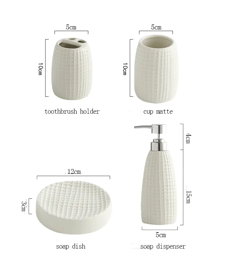 Set da 4 pezzi Dispenser per lozione per accessori da bagno moderni in ceramica, portasapone, portaspazzolino e tazza opaca