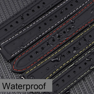 Bracelet de montre en caoutchouc étanche de vente chaude 20 22 24mm bracelet de montre de remplacement à dégagement rapide avec une belle <span class=keywords><strong>ligne</strong></span> de couture - Product Image 3