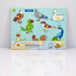 Rompecabezas de pájaros, juego de rompecabezas para niños, juguetes educativos de madera, 9 piezas, rompecabezas de madera de pájaros para niños - Product Image 1