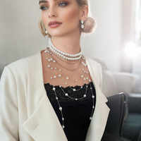 Collier de Perles Shijia d'Imitation Superposé Européen et Américain, Luxueux et Polyvalent à Gland, Cadeaux de Fêtes pour Femmes