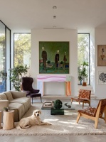 Table console moderne de luxe multicolore pour entrée, avec motif tourbillon coloré créatif, idéale pour villa, hôtel, couloir, salon