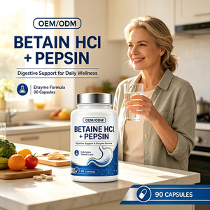 Formule végétarienne sans OGM, capsules de bétaïne <span class=keywords><strong>HCl</strong></span> et pepsine, supplément d'enzymes digestives pour le soutien digestif et l'équilibre intestinal - Product Image 2