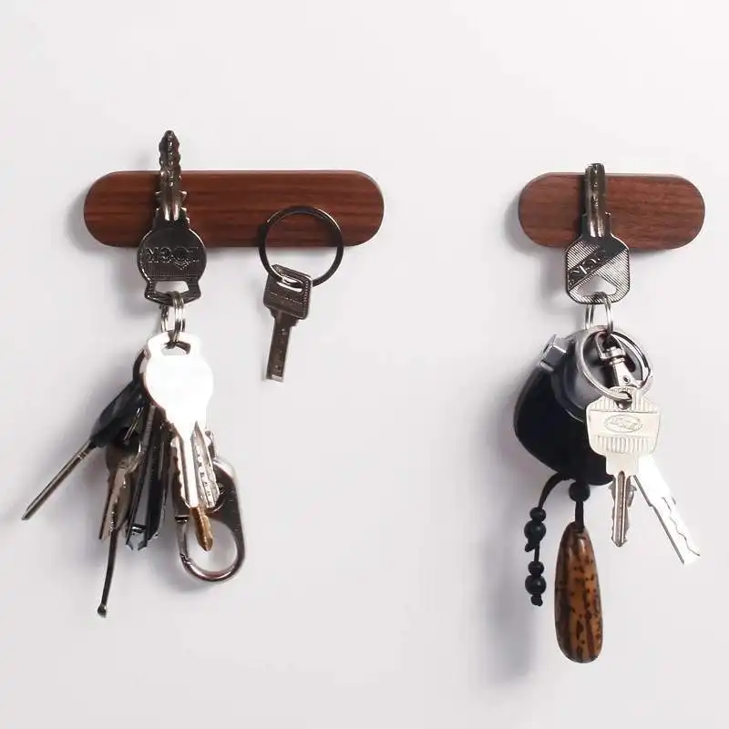 Gỗ Key Chủ Tường Key Lưu Trữ Organizer Mạnh Magnetic Key Rack Hanger Key Ring Hooks Nhân Viên Quản Gia Trên Tường