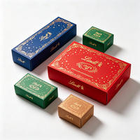 Boîte cadeau de Noël haut de gamme avec estampage à chaud, rouge, livraison express 72H, emballage de luxe pour chocolats