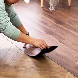 Adhesive 6mm <strong>Click</strong> Locking Fishbone Design Rigid Core SPC Hybrid <strong>Vinyl</strong> <strong>Flooring</strong> European Supermarket Home Office Anti-Slip - Product Image 1
