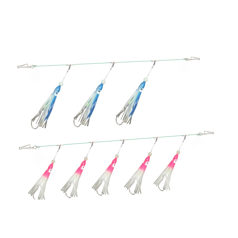 5 Montages De Pêche Sabiki - Leurres Souples Lumineux Pieuvre - Hameçons 1/0