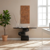 Table console moderne de luxe en fibre de verre, forme galet, durable, design unique, table d'appoint pour entrée et couloir