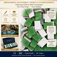 Fichas de Mahjong Americanas de Acrílico con Reverso de Mármol Verde de Lujo, Estilo de Cuatro Colores para Entretenimiento Familiar al Aire Libre