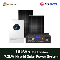 Kit de panneaux solaires portables 7,2 kW, monophasé, avec onduleur à batterie, modules solaires et alimentation de secours