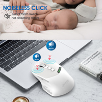 Jedel Mouse nirkabel ergonomis 7D, tetikus kantor tanpa kabel Bluetooth dengan layar 2.4Ghz + Klik senyap, Mode ganda dapat diisi ulang