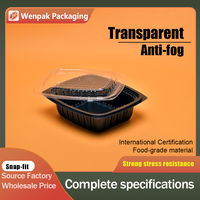 Boîte Bento jetable en PP, rectangulaire, épaisse, de qualité alimentaire, pour nouilles, sushis, repas à emporter, écologique, utilisable au micro-ondes