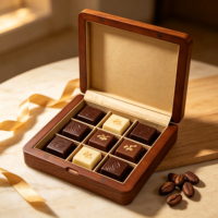 Boîte à chocolat rectangulaire en bois plaqué personnalisée, gravée, avec couvercle creux découpé au laser, fermeture magnétique, doublure en PU, Ramadan, Eid, luxe